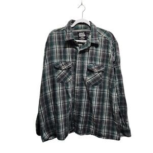 Azur Long Sleeve Button Down Mens SZ XXL Plaid flannel thick Workwear Outdoors